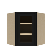 Load image into Gallery viewer, Urban Slim Black Painted Finish Wall Diagonal Mullion Door Cabinet  with 2 doors