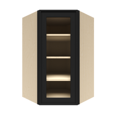 Load image into Gallery viewer, Urban Slim Black Painted Finish Wall Diagonal Mullion Door Cabinet  with 2 doors