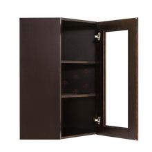 Load image into Gallery viewer, Anchester Espresso Wall Mullion Door Diagonal Corner Cabinet 1 Door 2 Adjustable Shelves Glass Not Included