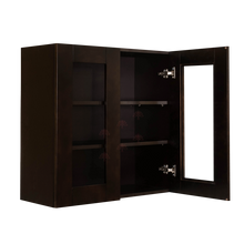 Load image into Gallery viewer, Anchester Espresso Wall Mullion Door Cabinet 2 Doors 2 Adjustable Shelves 30 Inch Height Glass Not Included
