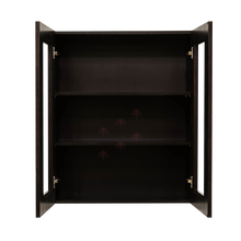 Load image into Gallery viewer, Anchester Espresso Wall Mullion Door Cabinet 2 Doors 2 Adjustable Shelves Glass Not Included