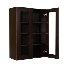 Load image into Gallery viewer, Anchester Espresso Wall Mullion Door Cabinet 2 Doors 3 Adjustable Shelves Glass Not Included