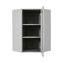 Load image into Gallery viewer, Anchester Gray Wall Mullion Door Diagonal Corner Cabinet 1 Door 2 Adjustable Shelves Glass Not Included