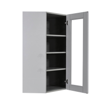 Load image into Gallery viewer, Anchester Gray Wall Mullion Door Diagonal Corner Cabinet 1 Door 3 Adjustable Shelves Glass Not Included