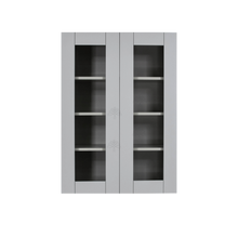 Load image into Gallery viewer, Anchester Gray Wall Mullion Door Cabinet 2 Doors 3 Adjustable Shelves Glass Not Included