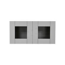 Load image into Gallery viewer, Anchester Gray Wall Mullion Door Cabinet 2 Doors No Shelf 24 Inch Depth Glass Not Included