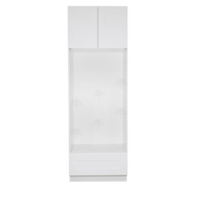 Load image into Gallery viewer, Anchester White Tall Double Oven Cabinet 2 Upper Doors and 1 Lower Drawer