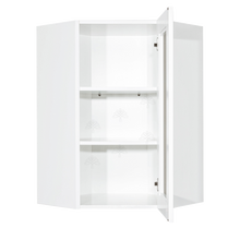 Load image into Gallery viewer, Anchester White Wall Mullion Door Diagonal Corner Cabinet 1 Door 2 Adjustable Shelves Glass Not Included