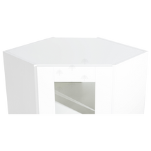 Load image into Gallery viewer, Anchester White Wall Mullion Door Diagonal Corner Cabinet 1 Door 2 Adjustable Shelves Glass Not Included