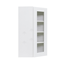 Load image into Gallery viewer, Anchester White Wall Mullion Door Diagonal Corner Cabinet 1 Door 3 Adjustable Shelves Glass Not Included
