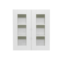 Load image into Gallery viewer, Anchester White Wall Mullion Door Cabinet 2 Doors 2 Adjustable Shelves 30 Inch Height Glass Not Included