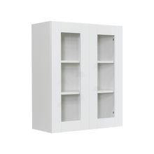 Load image into Gallery viewer, Anchester White Wall Mullion Door Cabinet 2 Doors 2 Adjustable Shelves Glass Not Included