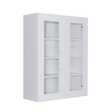 Load image into Gallery viewer, Anchester White Wall Mullion Door Cabinet 2 Doors 3 Adjustable Shelves Glass Not Included
