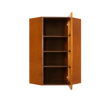 Load image into Gallery viewer, Cambridge Wall Mullion Door Diagonal Corner Cabinet 1 Door 3 Adjustable Shelves Glass Not Included