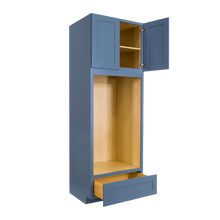 Load image into Gallery viewer, Lancaster Blue Tall Double Oven Cabinet 2 Upper Doors and 1 Lower Drawer