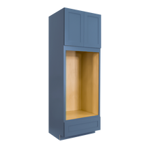 Load image into Gallery viewer, Lancaster Blue Tall Double Oven Cabinet 2 Upper Doors and 1 Lower Drawer