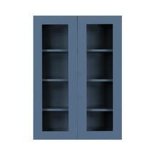 Load image into Gallery viewer, Lancaster Blue Wall Mullion Door Cabinet 2 Doors 3 Adjustable Shelves Glass not Included