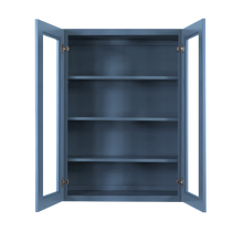 Load image into Gallery viewer, Lancaster Blue Wall Mullion Door Cabinet 2 Doors 3 Adjustable Shelves Glass not Included