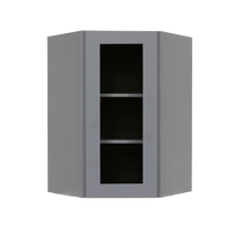 Load image into Gallery viewer, Lancaster Gray Wall Diagonal Mullion Door Cabinet 1 Door 2 Adjustable Shelves Glass not Included
