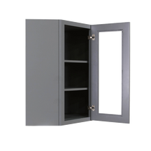 Load image into Gallery viewer, Lancaster Gray Wall Diagonal Mullion Door Cabinet 1 Door 2 Adjustable Shelves Glass not Included