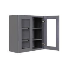 Load image into Gallery viewer, Lancaster Gray Wall Mullion Door Cabinet 2 Door 2 Adjustable Shelves Glass not Included