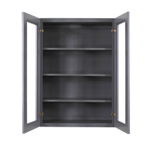Load image into Gallery viewer, Lancaster Gray Wall Mullion Door Cabinet 2 Doors 3 Adjustable Shelves Glass not Included