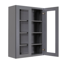 Load image into Gallery viewer, Lancaster Gray Wall Mullion Door Cabinet 2 Doors 3 Adjustable Shelves Glass not Included