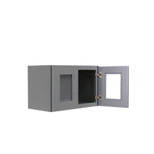 Load image into Gallery viewer, Lancaster Gray Wall Mullion Door Cabinet 2 Doors No Shelf Glass Not Included