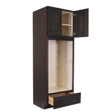 Load image into Gallery viewer, Lancaster Vintage Charcoal Tall Double Oven Cabinet 2 Upper Doors and 1 Lower Drawer