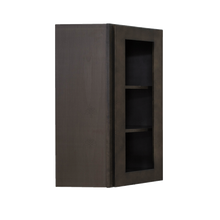 Load image into Gallery viewer, Lancaster Vintage Charcoal Wall Diagonal Mullion Door Cabinet 1 Door 2 Adjustable Shelves Glass not Included