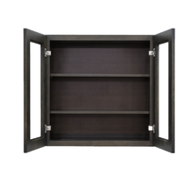 Load image into Gallery viewer, Lancaster Vintage Charcoal Wall Mullion Door Cabinet 2 Door 2 Adjustable Shelves Glass not Included