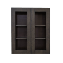 Load image into Gallery viewer, Lancaster Vintage Charcoal Wall Mullion Door Cabinet 2 Doors 2 Adjustable Shelves Glass not Included