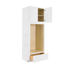 Load image into Gallery viewer, Lancaster Shaker White Tall Double Oven Cabinet 2 Upper Doors and 1 Lower Drawer