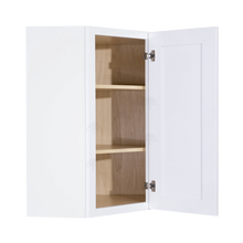 Load image into Gallery viewer, Lancaster Shaker White Wall Diagonal Corner 1 Door 2 Adjustable Shelves