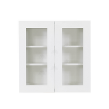 Load image into Gallery viewer, Lancaster Shaker White Wall Mullion Door Cabinet 2 Door 2 Adjustable Shelves Glass not Included