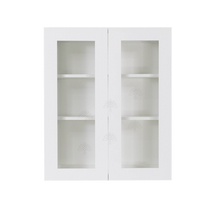 Load image into Gallery viewer, Lancaster Shaker White Wall Mullion Door Cabinet 2 Doors 2 Adjustable Shelves Glass not Included