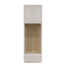 Load image into Gallery viewer, Princeton Creamy White Glazed Tall Double Oven Cabinet 2 Upper Doors and 1 Lower Drawer