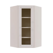 Load image into Gallery viewer, Princeton Creamy White Glazed Wall Diagonal Mullion Door Cabinet 1 Door 3 Adjustable Shelves Glass not Included