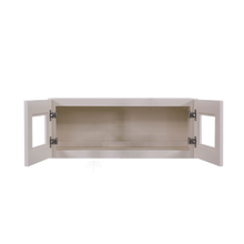 Load image into Gallery viewer, Princeton Creamy White Glazed Wall Mullion Door Cabinet 2 Doors No Shelf Glass Not Included