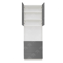 Load image into Gallery viewer, Valencia Gray Series Microwave Oven Cabinet with 3 Bottom Drawers and 2 Upper Doors