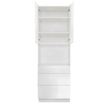 Load image into Gallery viewer, Valencia White Series Microwave Oven Cabinet with 3 Bottom Drawers and 2 Upper Doors