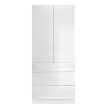 Load image into Gallery viewer, Valencia White Series Finish Pantry Cabinet with Inverted Door and 2 Doors and 3 Drawers