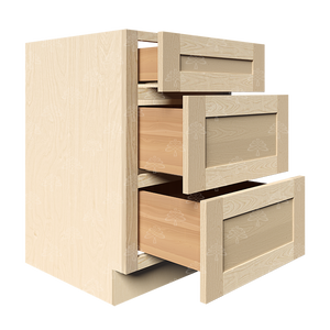 Lancaster Natural Shaker Base Cabinet with 3 Draws