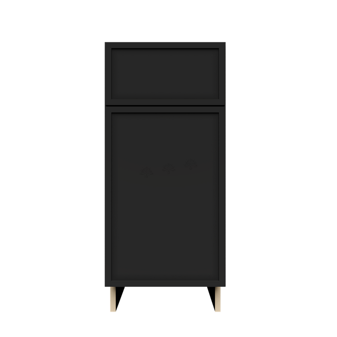 Urban Slim Black Painted Finish Base Cabinet with 1 Drawer 1 Door and 1 Shelf