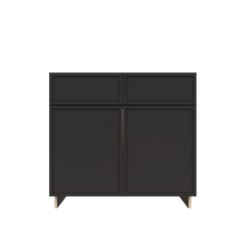 Load image into Gallery viewer, Urban Slim Black Painted Finish Base Cabinet with 2 Drawers 2 Doors and 1 Shelf