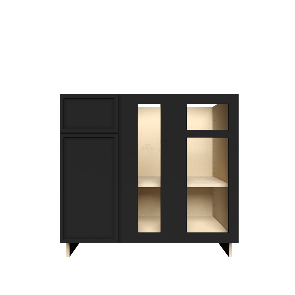 Urban Slim Black Painted Finish Blind Base Cabinet with 1 Drawer 1 Door and 1 Shelf