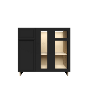 Urban Slim Black Painted Finish Blind Base Cabinet with 1 Drawer 1 Door and 1 Shelf