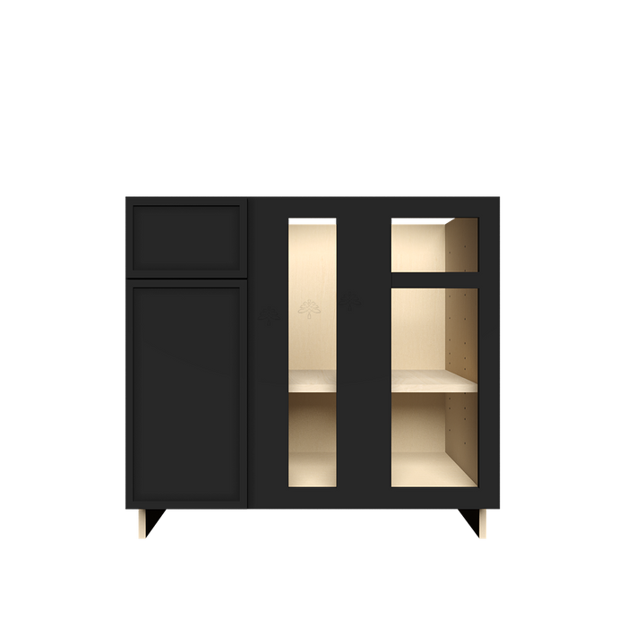 Urban Slim Black Painted Finish Blind Base Cabinet with 1 Drawer 1 Door and 1 Shelf