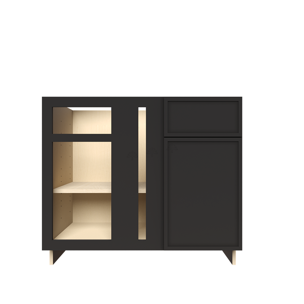 Urban Slim Black Painted Finish Blind Base Corner Cabinet with 1 Drawer 1 Door and 1 Shelf