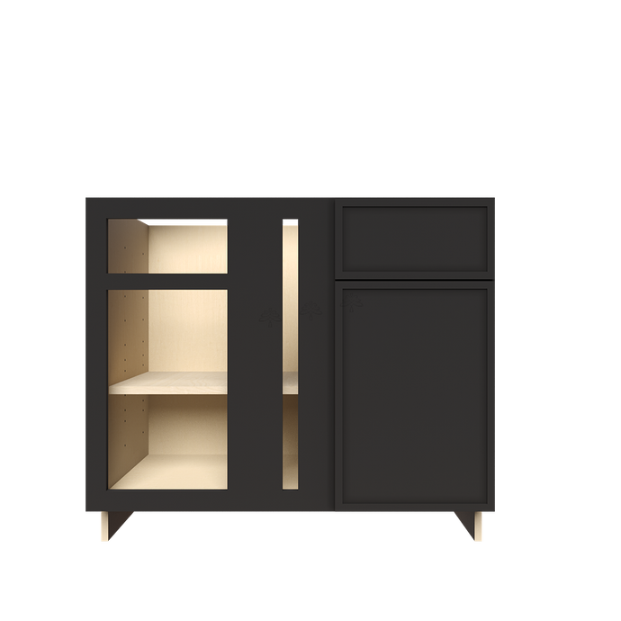 Urban Slim Black Painted Finish Blind Base Corner Cabinet with 1 Drawer 1 Door and 1 Shelf
